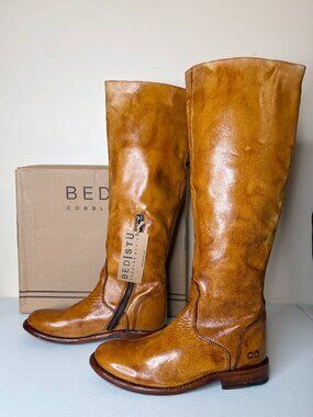 BED STU Tess Distressed Rustic Tan Leather Tall Riding Boots BEDSTU Size 8